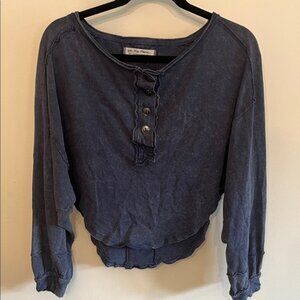 Free People Indigo Henley Sweatshirt